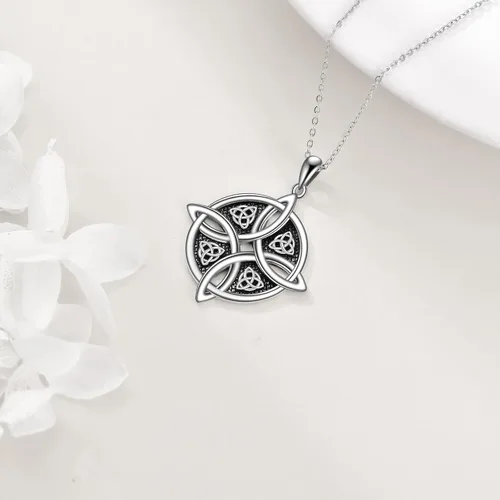 Vista 3 de YAFEINI Collar de nudo celta de plata de ley con dije de nudo de brujas irlandesas, regalos para mujeres