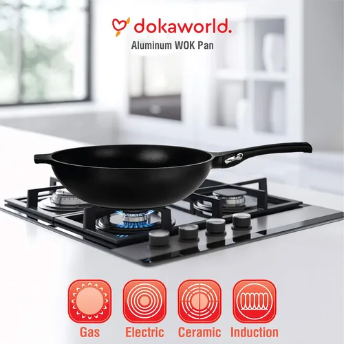 Vista 9 de Wok antiadherente de aluminio de 12 pulgadas, compatible con inducción, ligero
