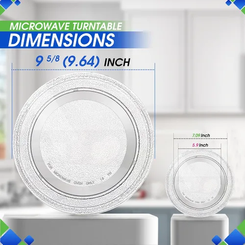 Vista 3 de Placa de repuesto para microondas de 9.6 pulgadas para placa giratoria de horno de microondas pequeña, placa de vidrio de repuesto LG se adapta a