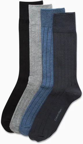 Vista 4 de Calvin Klein Calcetines de vestir para hombre, calcetines ligeros de mezcla de algodón (paquete de 4)