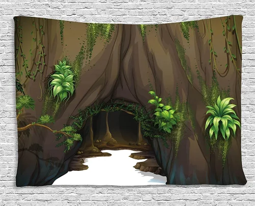 Vista 79 de Ambesonne Tapiz hippie, abrazo de hongos de ensueño y árbol de la vida místico y mandal verde, decoración de tela para colgar en la pared