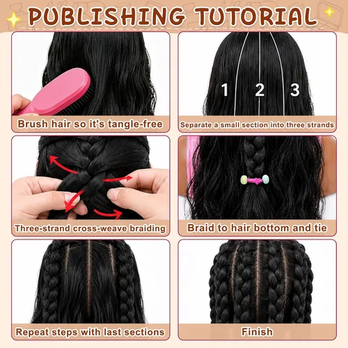 Vista 3 de Cabeza de muñeca para peinar el cabello para niños