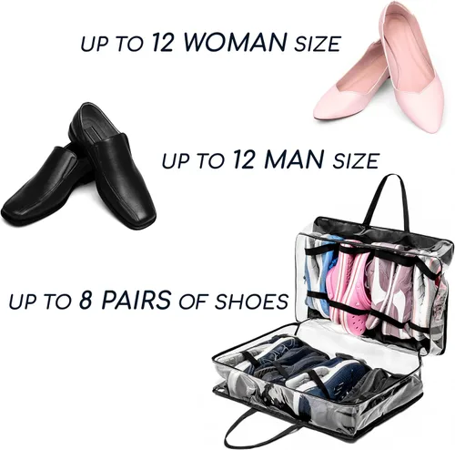 Vista 4 de Bolsa de viaje para zapatos - Organizador de zapatos de viaje - Bolsa portátil para zapatos de equipaje - Bolsa de almacenamiento de zapatos, Negro
