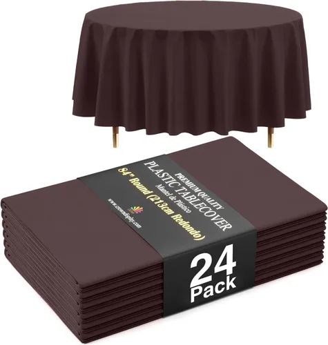 Vista 51 de Exquisite 66% Thicker Premium Aqua Round Tablecloth 0.5 Mil 6 Pack Plastic Table Cloth Disposable 84 Inch Round Plastic Tablecloth Won't Tear Easily