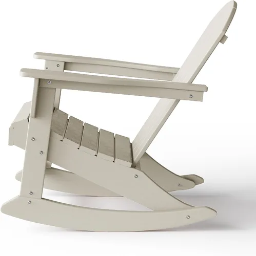 Vista 48 de WestinTrends Silla mecedora Malibu de poliéster para exterior/patio Adirondack, Negra