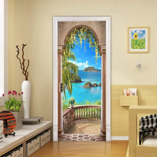 Vista 135 de Calcomanías 3D para puerta, murales para despegar y pegar, papel tapiz de caballo, calcomanías autoadhesivas extraíbles de PVC, impermeable, póster