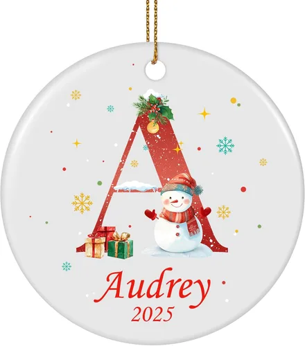 Vista 26 de Paquete de 4 adornos de Navidad personalizados 2025 de cerámica personalizada con foto y texto para decoración de árbol de Navidad, primera Navidad