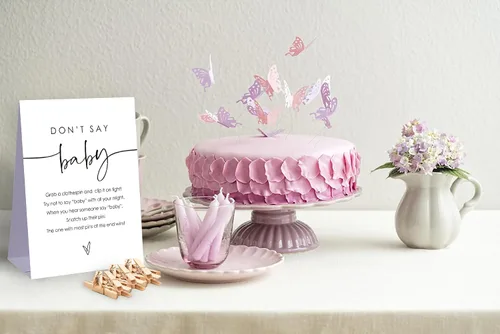 Vista 4 de Juego de Baby Shower Don't Say Baby Shower, decoración de baby shower, mini pinzas para la ropa para baby shower, decoraciones neutrales para baby