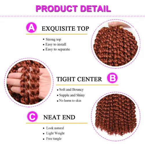 Vista 3 de Mechones de cabello muy rizados de material sintético, extensiones para unir con ganchillo