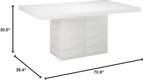 Vista 3 de Kings Brand Milan - Mesa rectangular moderna de madera con acabado blanco