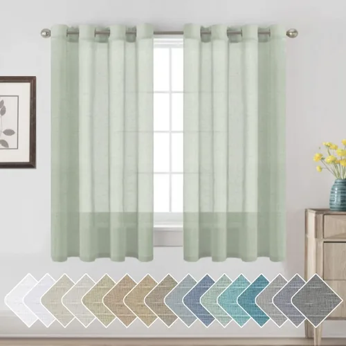 Vista 14 de H.VERSAILTEX Cortinas de lino de mezcla natural para sala de estar/cortinas de lino semitransparentes reductoras de luz de 54 pulgadas de largo