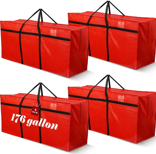 Vista 55 de 4 Piezas Bolsas de Mudanza Grandes con Cremallera y Asas Bolsas de Lona Tipo Duffle Plegables de Almacenamiento Extra Resistentes Extra Grandes