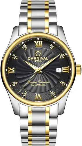 Vista 2 de Carnaval mecánico pareja de relojes hombres y mujeres masculino o femenino Set de regalo de 2, Negro dorado