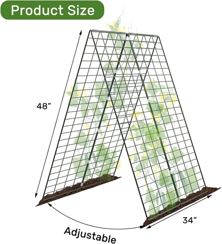 Vista 2 de AGTEK Enrejado plegable de pepino de 34 x 48 pulgadas con estacas de jardín y bridas de cremallera, soporte para plantas, un marco de enrejado