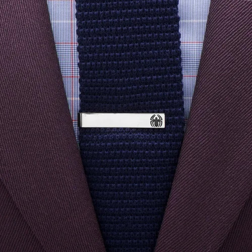 Vista 3 de Marvel Spider-Man Spider Tie Bar, con licencia oficial, plateado