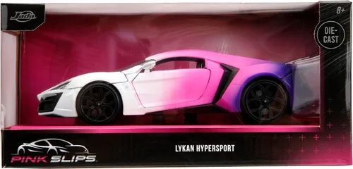 Vista 7 de Jada Lykan Hypersport - Auto fundido a presión con motor 1:24 W4 W con base, juguetes para niños y adultos (blanco y morado)