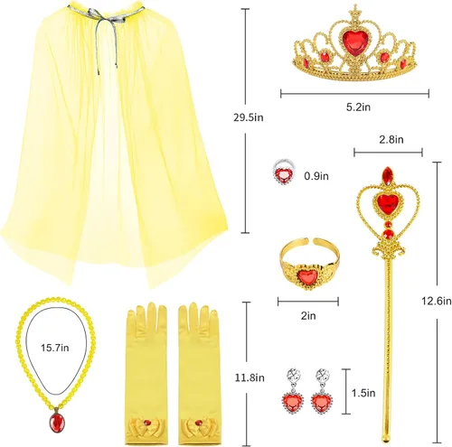 Vista 7 de Tacobear Princess Dress Up for Little Girls Crown Cape Jewelry Halloween Costume Accessories Set for Kids Age 3-6 Years