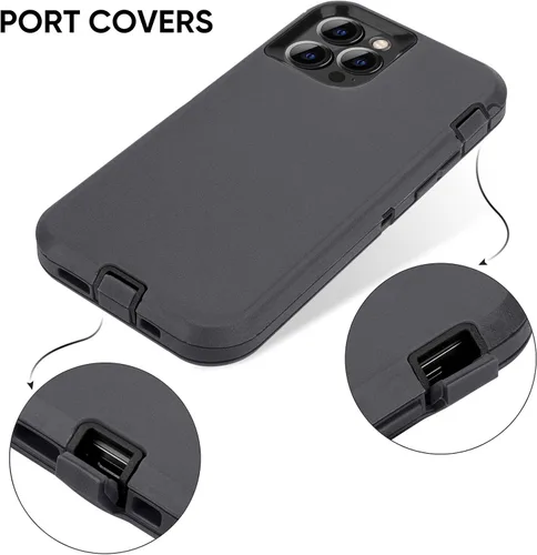 Vista 8 de MAXCURY Funda para iPhone 12, iPhone 12 Pro, fuerte 3 en 1 de protección de cuerpo completo, funda de goma de silicona resistente a prueba de golpes