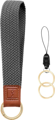 Vista 11 de Fishent Llavero elástico, bonito llavero de pulsera, cordón de muñeca tejido mejorado para llaves, llaveros para mujeres y hombres, llaves