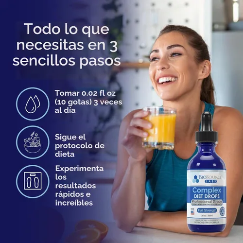 Vista 4 de BioSource Labs Gotas de dieta complejas: las mejores gotas naturales para hombres y mujeres (paquete de 2 botellas) - Suministro para 60 días