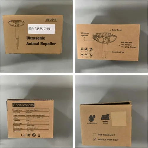 Vista 8 de Repelente ultrasónico de ciervos Squirrel Racoon Fortress Pro Repelente ultrasónico de gatos para exteriores, repelente solar de animales