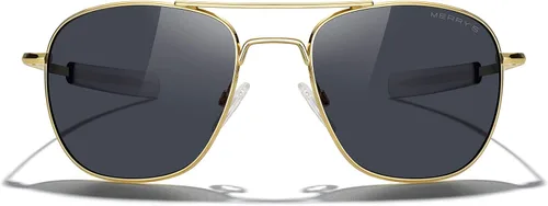 Vista 3 de MERRY'S Gafas de sol polarizadas militares clásicas cuadradas aviador para hombres o mujeres S8636
