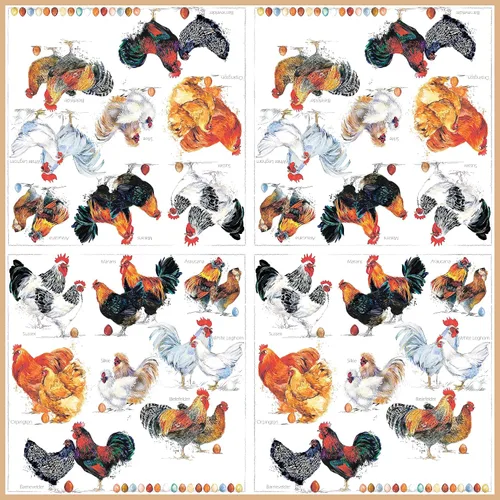 Vista 3 de Chicken Collection - 40 servilletas desechables decorativas, diseños de razas de gallos y pollos