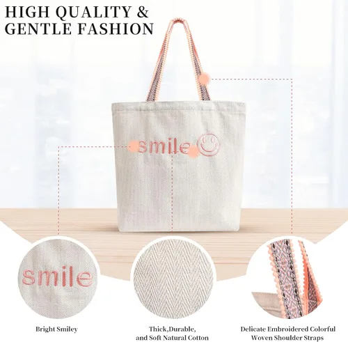 Vista 4 de Bolsa de viaje grande de lona, bolsos casuales bordados, regalo de moda para mujeres y niñas, bolso elegante