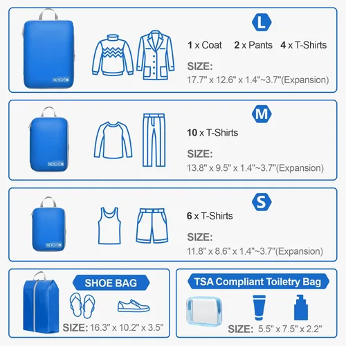 Vista 2 de Cambond Compression Packing Cubes for Suitcases - Packing Cubes for Travel Bags Luggage Organizers Travel Essentials Compression Cubes for Carry on