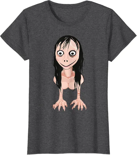 Vista 7 de Momo T Shirt - Camiseta de cara espeluznante - Camiseta de Halloween Momo, Negro, S