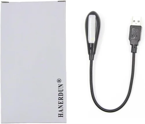 Vista 6 de HANERDUN - Lámpara LED brillante USB para portátil, color negro Lámpara de lectura, cuello flexible