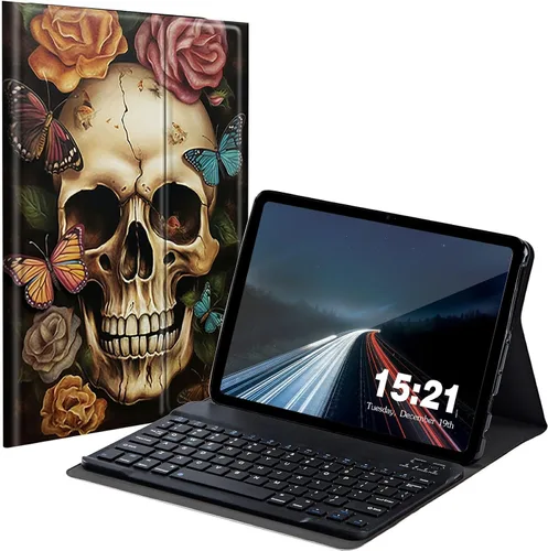 Vista 30 de Funda de teclado para Samsung Galaxy Tab S6 Lite 2022/2020, Galaxy Tab S6 Lite SM-P610/P613/P615/P619 con teclado Bluetooth inalámbrico desmontable