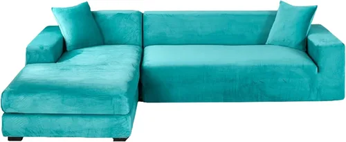 Vista 27 de Fundas de terciopelo para sofá modular, 2 fundas elásticas para sofá en forma de L, antideslizantes, suaves protectores de muebles para sofá Beige