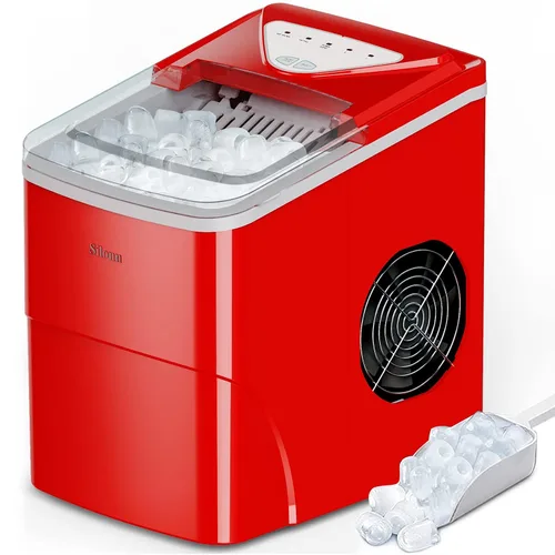 Vista 21 de Silonn - Máquina de hielo portátil para encimera - 9 kilos de hielo con forma de bala por día, hace hielo en 6 minutos, acero inoxidable con ventana