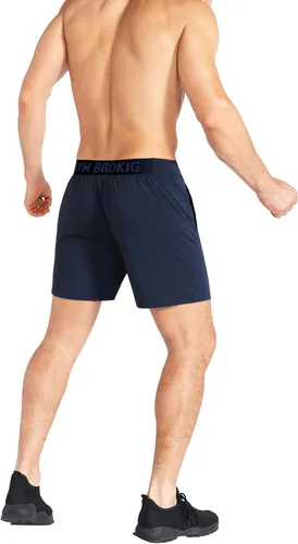 Vista 3 de BROKIG Pantalones cortos de gimnasio ligeros para hombre, pantalones cortos de entrenamiento atlético para hombre con bolsillos para culturismo