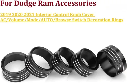Vista 3 de Accesorios para Dodge Ram 2019 2020 2021 Cubierta de perilla de control interior AC/volumen/modo/AUTO/interruptor de navegación decoración botón