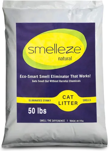 Vista 8 de SMELLEZE Aditivo desodorante eliminador de olores de arena natural para gatos: 2 lb. Elimina fuerte olor a orina y hedor de excrementos. Cambia