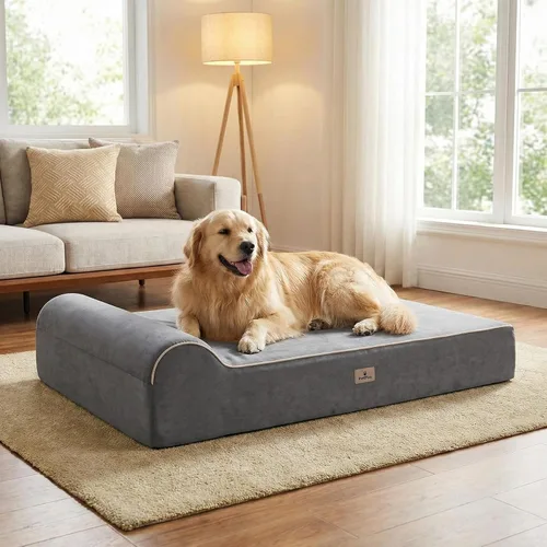 Vista 10 de Cama ortopédica jumbo para perros grandes, cama para perro de espuma viscoelástica de 7 pulgadas de grosor con funda de almohada extraíble, lavable