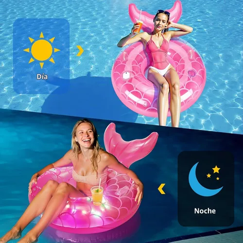 Vista 4 de MoKo Pool Float Adult, Mermaid Inflatable Swim Tube