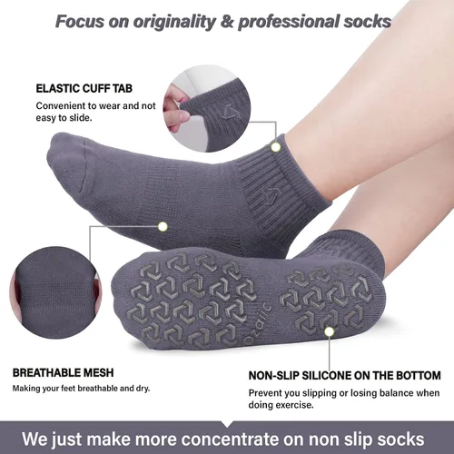 Vista 3 de Ozaiic Calcetines antideslizantes para yoga, entrenamiento en casa, Pure Barre, pilates, hospital, calcetines acolchados ideales para hombres