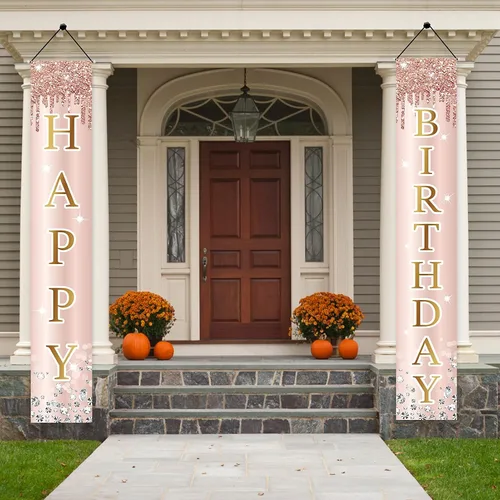 Vista 7 de Cartel decorativo para puerta de cumpleaños número 25 para mujer, cartel de fondo de cumpleaños de 25 años y suministros de fiesta de feliz