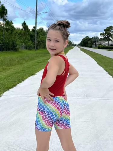 Vista 5 de Zaclotre Pantalones cortos de gimnasia para niños y niñas, bailarina, con brillo, pantalones cortos de gimnasia atlética