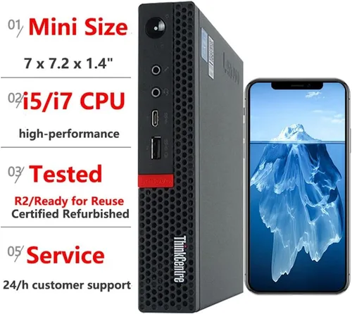 Vista 2 de Lenovo ThinkCentre M920q Tiny Desktop Intel i7-8700T Hasta 4.00GHz 32GB RAM Nuevo SSD NVMe de 1 TB integrado AX210 Wi-Fi 6E BT HDMI Dual Monitor