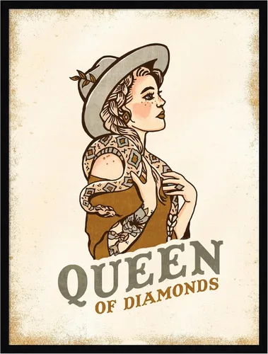 Vista 9 de Amanti Art Lienzo decorativo para pared enmarcado de 26 x 19 pulgadas, reina de diamantes n.º 2 por el whisky jengibre, arte de pared de personas