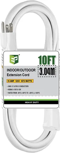 Vista 25 de EP 50 Ft Heavy Duty Outdoor Extension Cord, 12/3 SJTW Black 3-Prong Negro