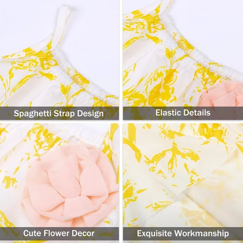 Vista 47 de LittleSpring Conjunto de verano para niñas con camiseta sin mangas y pantalones cortos florales