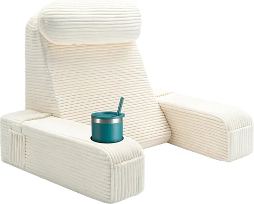 Vista 21 de Almohada de lectura para adultos, almohada de espalda para sentarse en la cama, almohada de respaldo para sentarse en la cama, brazos desmontables