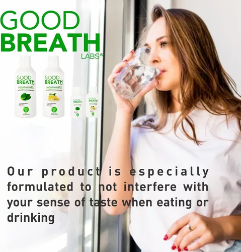 Vista 4 de Goodbreath - Enjuague bucal de menta para halitosis crónica, nueva tecnología de ozono, tratamiento de halitosis y neutralizador del mal aliento
