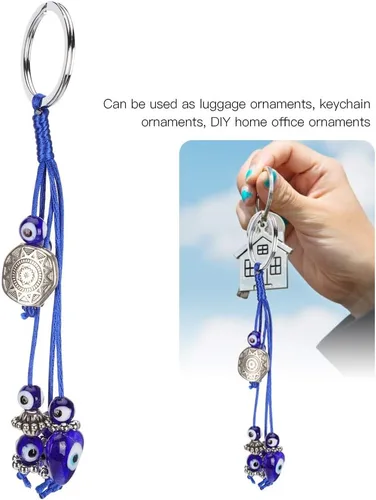 Vista 2 de 2Pcs Blue Eyes Keychain, Evil Eye Keychain, Cute Protection keychains, Good Luck Keychain, Amulet Car Keychains for Purse Backpack Handbag Hanging