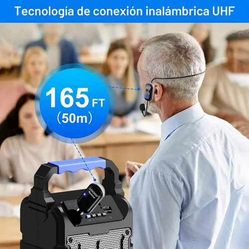 Vista 5 de Sistema de micrófono inalámbrico UHF para auriculares: Auriculares con micrófono - Pantalla digital LED, micrófono de cabeza y de mano 2 en 1